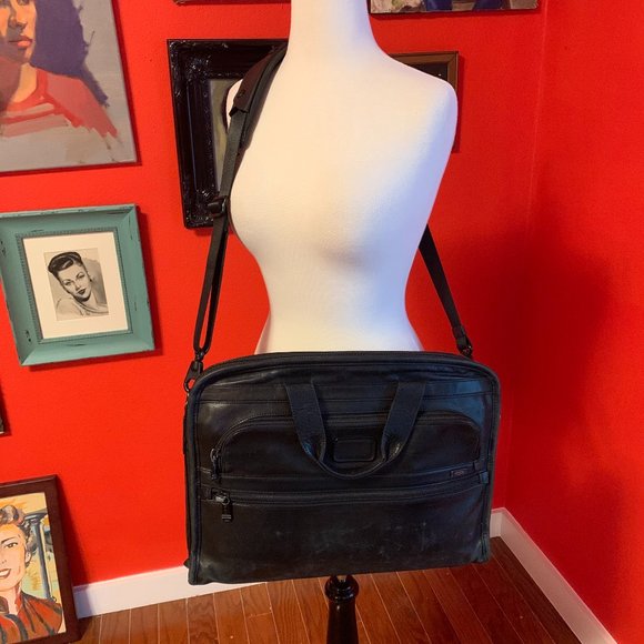 1 TUMI Leather Organizer Portfolio Briefcase